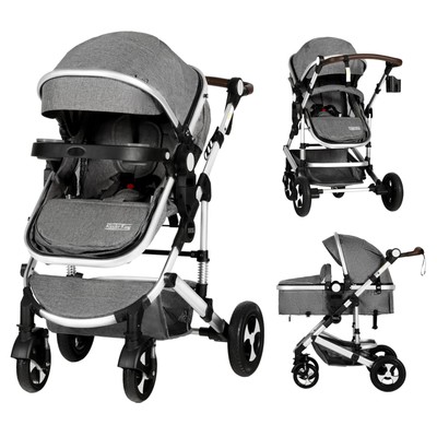 3 in 1 Reversible Baby Stroller w/Detachable Tray, Convert to Newborn Bassine...