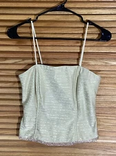 Cache Women’s Size 6 Gold Corset Bustier Top With Spaghetti Straps CW1-547