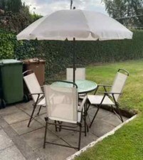 4 Seater Garden Furniture Set Small Bistro Metal Dining Table Chairs Umbrella