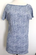 Women's Top Moda International Tunic  Blue and White 100% Cotton Size Small