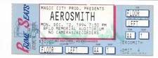 AEROSMITH 12/12/1994 Buffalo Memorial Aud NY Full Concert Ticket FRONT ROW FLOOR