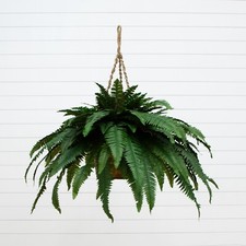 29" Double Giant Artificial Boston Fern in Hanging Basket. Retail 139