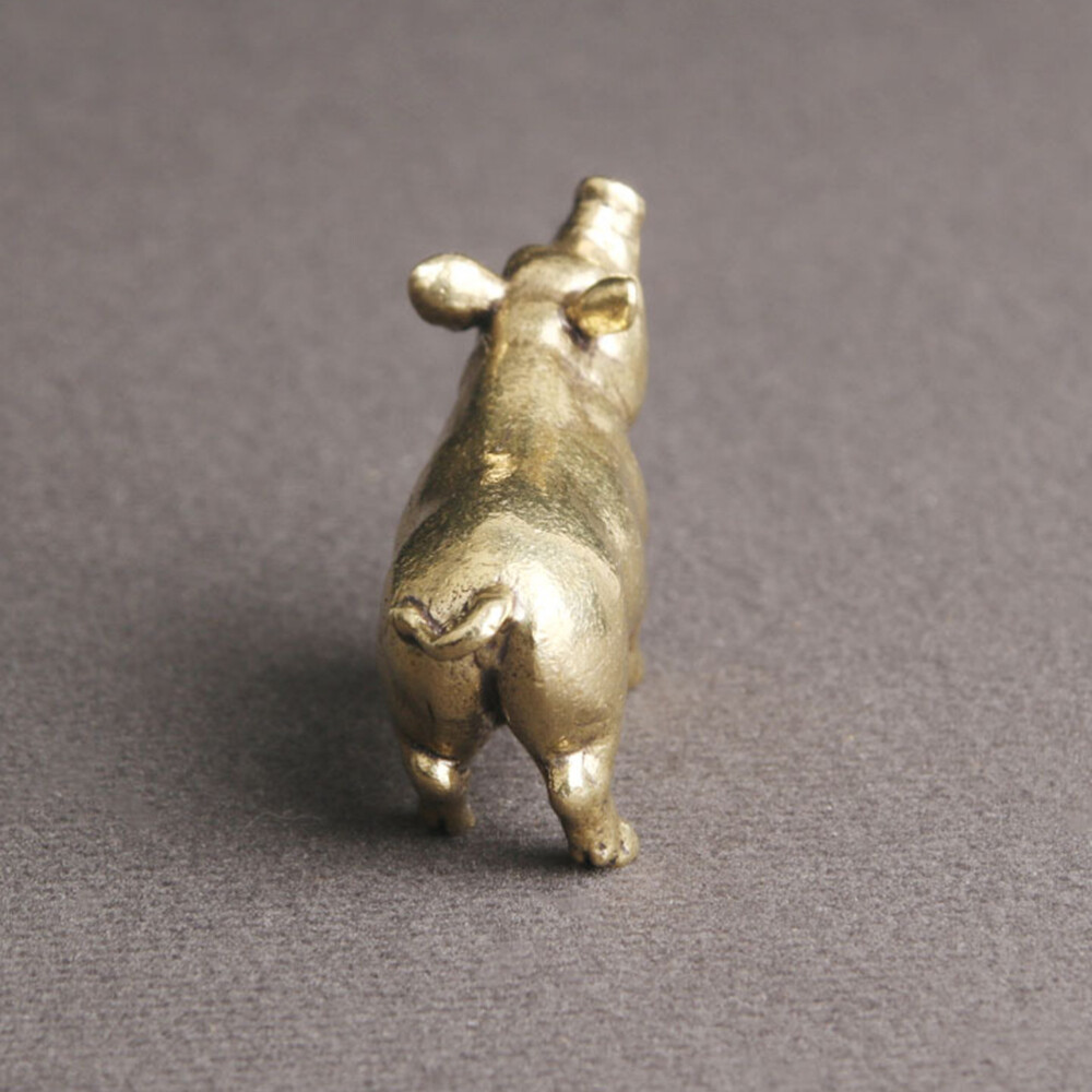 1PC Brass Pig Figurine Retro Antique Pig Animal Statue Brass