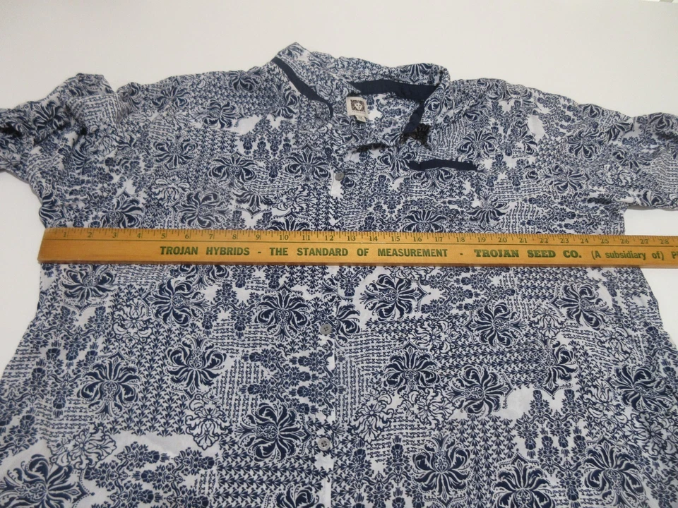 Talla 3X VESTIDO HOUSE BATA LIVIANO AZUL ANNE KLEIN Abotonado Manga 1/2 Rayón Foto 3 de 4