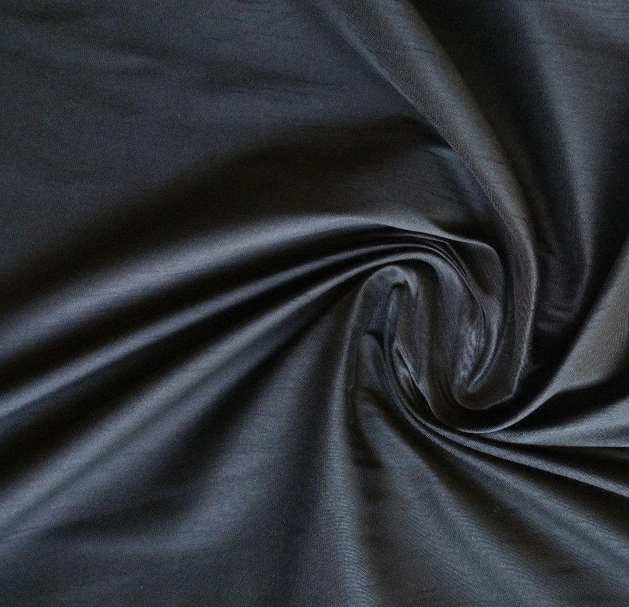 15 ЯРДОВ ЛОТ ТВЕРДЫЙ ЧЕРНЫЙ ИСКУССТВЕННЫЙ ШЕЛК DUPIONI ТКАНИ 58» РОСКОШЬ ДРАПИРОВКИ ПЛАТЬЕ ТКАНИ - Изображение 3 из 4