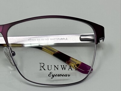 New Runway Titanium RT-824 Matte Purple Titanium Eyeglasses 58/18/145 Runway Eyewear RT824 58-18-145 Matt Purple Full Rim Women main image 3