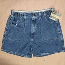 Vintage 1990  s Lee Utility Side Elastic Denim Shorts, Deadstock NWT, Size 14 P