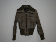 Genuine Suede Leather Jacket │brown │uk 10 │ Krisp │ 90's Milatary Style Ladies