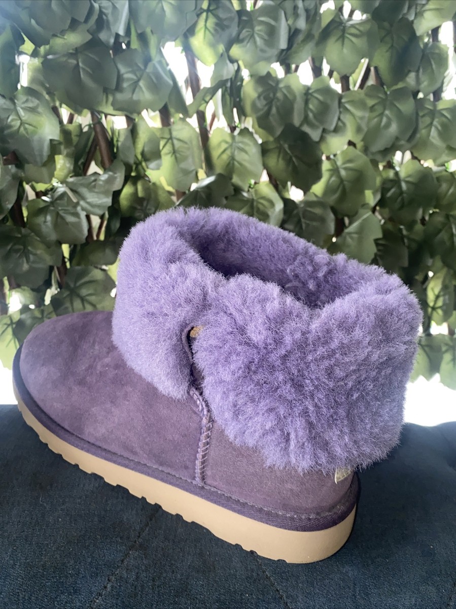 UGG Women's Classic Short Boots Purple Suede Sheepskin Lined 5/35