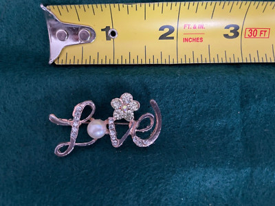 Love Pin Accented w Pearl & Rhinestones | eBay