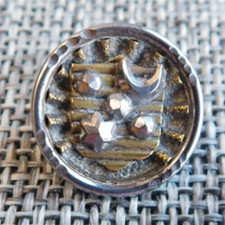 Antique Vtg  Steel Cup Button  Moon Star Aprx: 5/8" #423-X