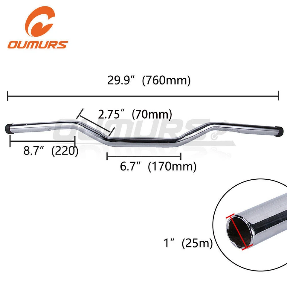 Manillar de barra de arrastre para motocicleta Harley Sportster Honda Yamaha Suzuki de 1" pulgadas Foto 4 de 4