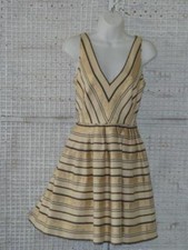 J Crew Beige~Metallic Gold~Charcoal Fit & Full Flair Cocktail Party Dress~4~S