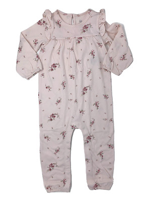 Baby Gap Girls 18-24 Months Pink Floral Ruffle Romper Organic