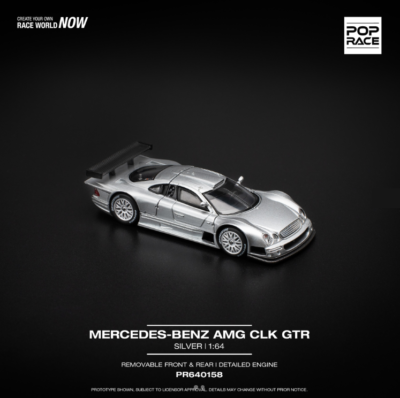 Pop Race Mercedes Benz AMG CLK GTR Silver #158 1/64 | eBay