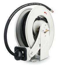 Fuel Hose Reel Retractable Grease & Oil Hose Reel 3/8" x 50' Auto Swivel Rewind