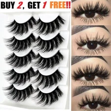 5 Pairs 3D False 18MM Thick Eyelashes Mink Wispy Cross Long Eye Lashes Gift US