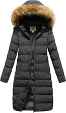 Creatmo Us Women's Long Winter Faux Fur Coat Puffer Warm Jacket With Detachable