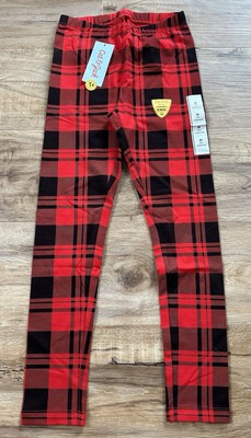 Cat & Jack Leggings Size Medium M 8 Red Black Plaid Print NWT