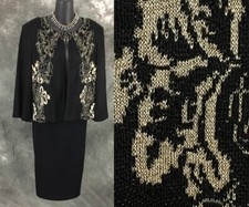 BEAUTIFUL St John jacket knit black gold shimmer suit blazer size 14