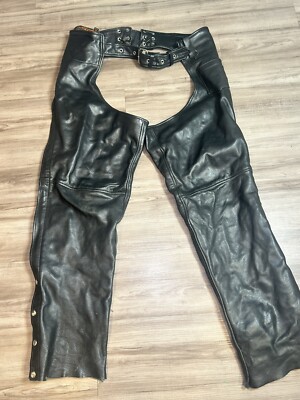 UNIK Women's Black Leather Motorcycle Chaps Pants With Pockets