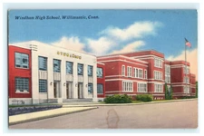 Windham High School Willimantic CT - Early Linen View - Stained