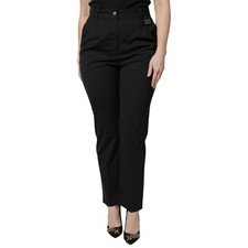 DOLCE & GABBANA Pants Black Polyester HighWaist Dress Trouser IT44/US10/L 970usd
