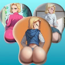 3D Anime Mouse Pad with Ergonomic Wrist Rest New Android 18 #02