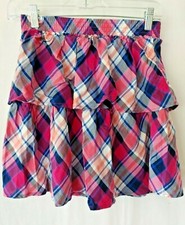 Crazy 8 Pull On Skirt 2 Tiers Multicolor Plaid Size XL 14 12114