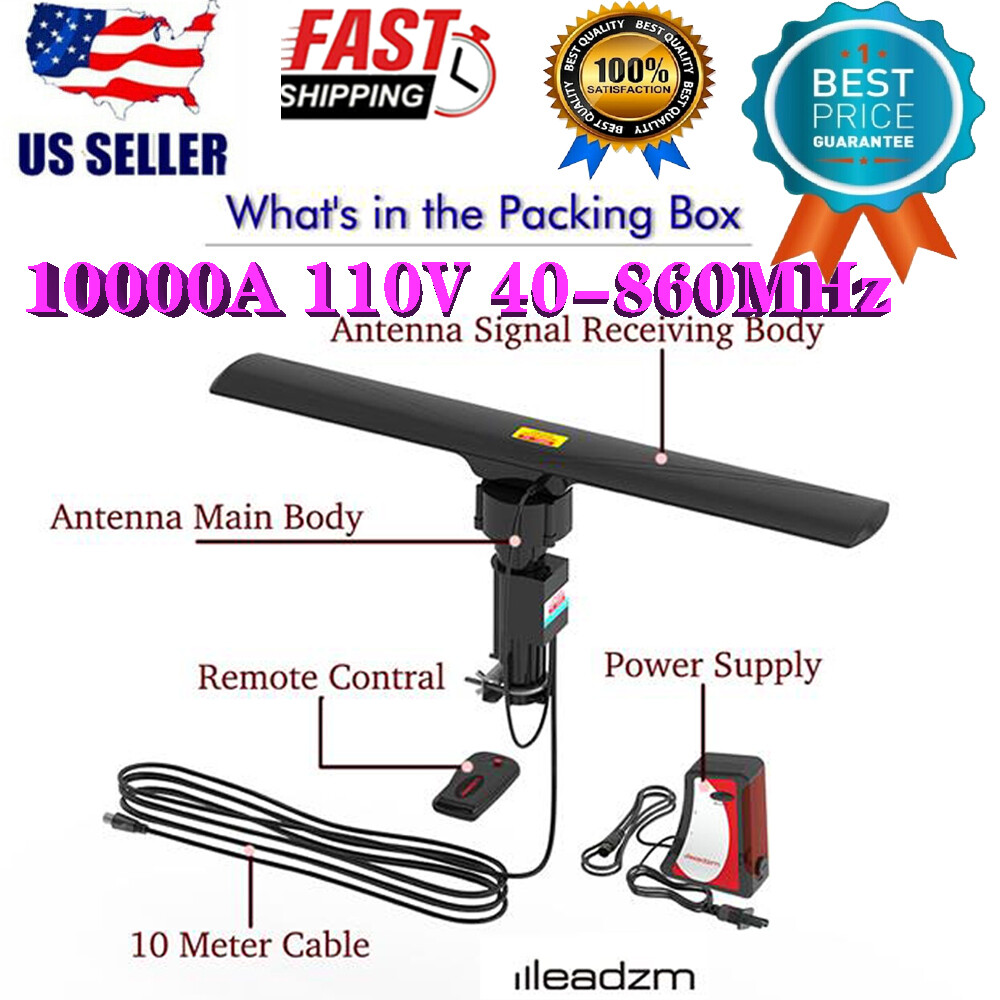 990 Miles Outdoor Amplified TV Antenna 1080P 4K HDTV 30dB UHF/VHF 360° Rotation