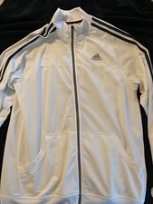 Adidas Climalite Warm-Up 3 Stripe Track Jacket Men's L Full Zip Workout Blk/Grn