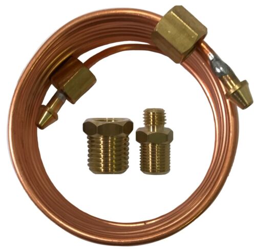 Mechanical Oil Pressure Gauge 72" Inch Copper Line Tubing Install Kit w/ Fitting - Zdjęcie 1 z 4