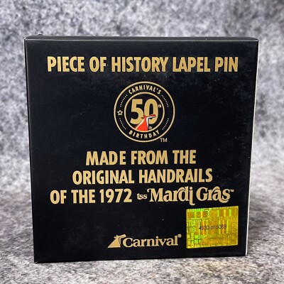 Carnival Cruise 50th Birthday Piece of History TSS Mardi Gras Ship Lapel Pin