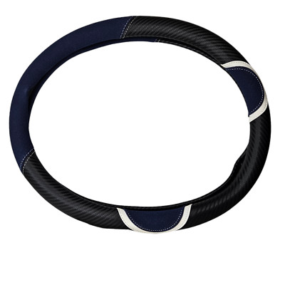 Alusbell Cute Carbon Fiber 15'' Car Steering Wheel Cover Synthetic Leather Blue
