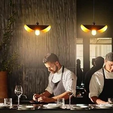 Senroyal Modern Pendant Light Matte Black /Gold Interior Shade 13”x 13”x 23”