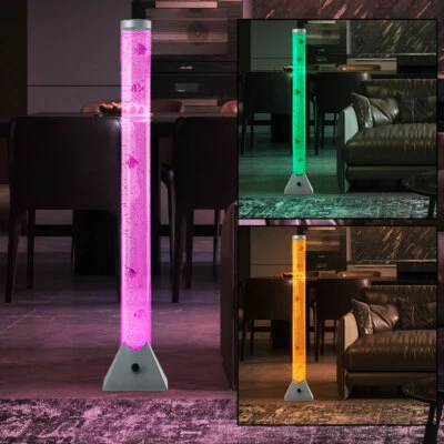 Dekorative Wassersäule RGB LED Büro Standleuchte 10 Fische Lampe ØxH 10x120 cm - Bild 1 von 4