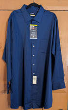 New Chaps Mens Big & Tall Sz 19 35/36 Dress Shirt Blue Stretch Elite Performance