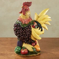 Rooster Medley Table Sculpture Tuscan Fruit Harvest Centerpiece Kitchen Decor