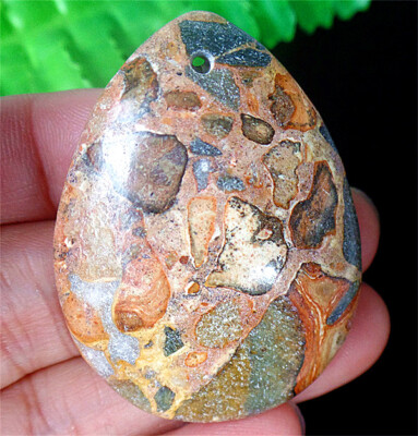 43x32x8mm Brown Kambaba Nebula Jasper Teardrop Pendant Bead BQ65559