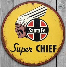 Santa Fe Super Chief Railroad 12 Diameter Novelty Metal Sign Made In Usa New