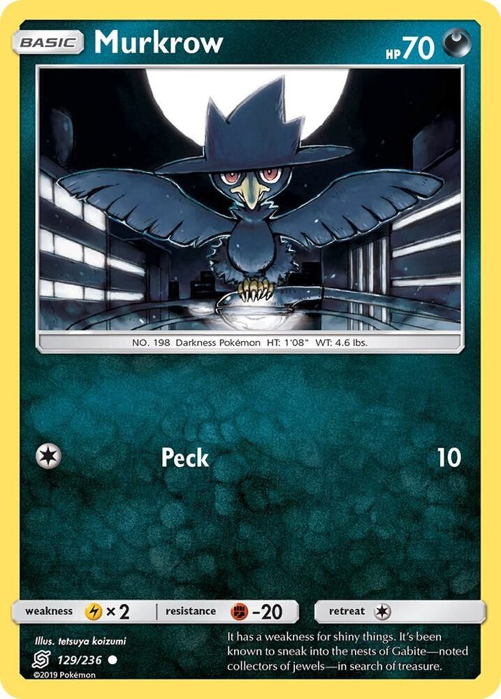 Murkrow 129 #129/236 Sm - Unified Minds Common Pokemon TCG LP