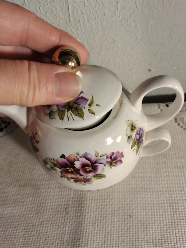 Tetera pequeña apilada de porcelana Arthur Wood & Son Staffordshire Inglaterra # 6426 Foto 2 de 4