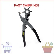 General Tools Leather Hole Punch Tool - 6 Multi-Hole Sizes for Leather, Rubber,