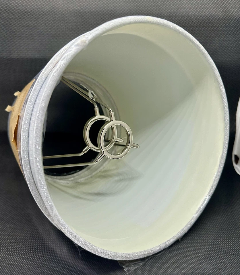 Set of 2 Tapered Drum Shimmering Silvery Blue Lamp Shades - Image 3 of 4