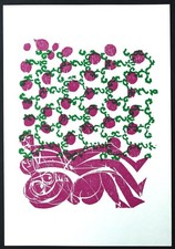 Hap Grieshaber " Hinter der Rosenhecke " Original Holzschnitt 1970,