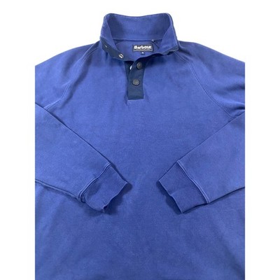 Barbour Mariner Mens Blue Mock Neck Button Sweatshirt MOL0234BL46 Size M