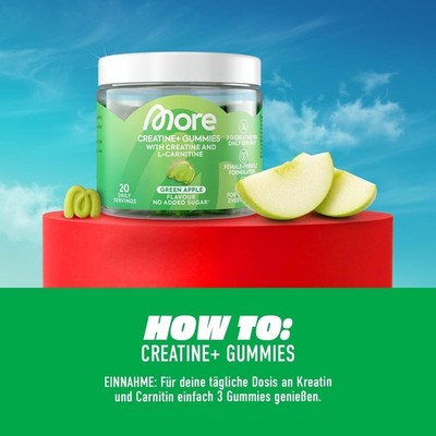 More Creatine+ Gummies, Green Apple, 60 Gummies | Dietary supplement with creati