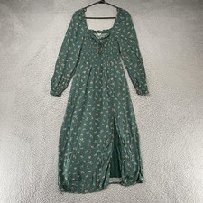 American Eagle Outfitters Maxi Dress Womens Small Green Floral Smocked Boho