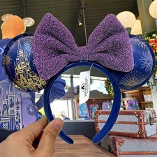 Disney Parks Cinderella Castle Fireworks Minnie Mouse Ears Bow Party Headband