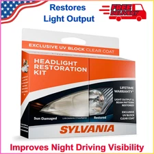 Sylvania Headlight Restoration Kit Clarity Shine Easy 3 Step Process, UV Coating